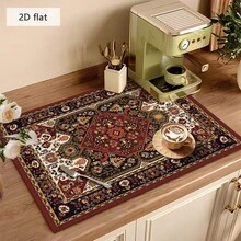 1pc Vintage Floral & Geometric Pattern Absorbent Drying Mat, Suitable For Dining Table, Coffee Machine, Multi-Purpose Drainage Pad, Home Gift, Desktop Decor - XYLSD-96 - View 4