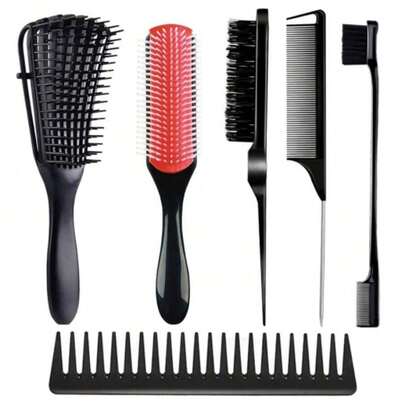 宽齿顺发梳造型套装，包含梳子和喷雾瓶，顺滑梳齿，适用于干湿两种发型，适合女性卷发、直发和长发。