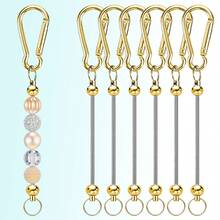 6pcs Metal Beaded Keychain Blanks, DIY Beaded Keychain Pendant Making Kit, Suitable For Beaded Pendant DIY Crafts, Jewelry Making Materials, Beaded Keychain Accessories - Gourd Beaded Buckle - View 8