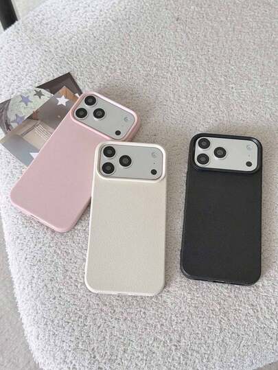 3件套纯色皮革纹理防震手机壳，TPU材质，适合作为节日礼物，兼容苹果iPhone Xs/Xs Max/Xr/11/12/13/14/15/16 Pro/Pro Max/14/15/16 Plus/17，男女通用