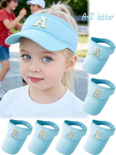 1PC Children 26 Letter Baseball Cap Knitted Design Style Kpop Fashion Cap Girls Boys Sun Hats High Ponytail Tennis Hat Sports Boys Running Golf Visor Cap Adjustable Elastic Hollow Top Style