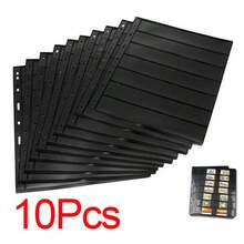 Double Sided Stamp Album Stock Pages Sheets With 9 Binder Holes 7 Strips - Black - View 8