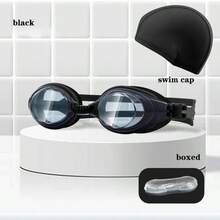 Bộ 2 món kính bơi và mũ bơi Ins Style màu đen, chống sương mù, không gây áp lực, dành cho cả nam và nữ. Phụ kiện bơi lội: Kính bơi và mũ bơi Ins Style màu đen, độ phân giải HD, không gây áp lực. - Mẫu mới - Xem 8