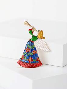 Luxury Enamel Trumpet-Blowing Girl Brooches - Figure Pins For Women Unisex Casual Party Jewelry Accessories / Friends Gifts Badges Decoration - Trumpet Girl - View 3