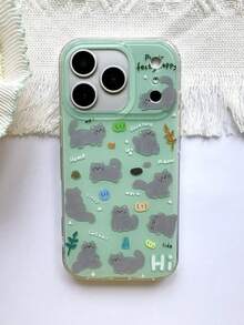 Cute Cartoon Cat Green Jelly Phone Case Compatible With IPhone 17 Pro Max, 17 Pro, 16 Pro Max, 14, 15 Pro, 13, 12 Pro, 14 Plus, 17 Air, 11, Soft Protective Cover - Green - View 3