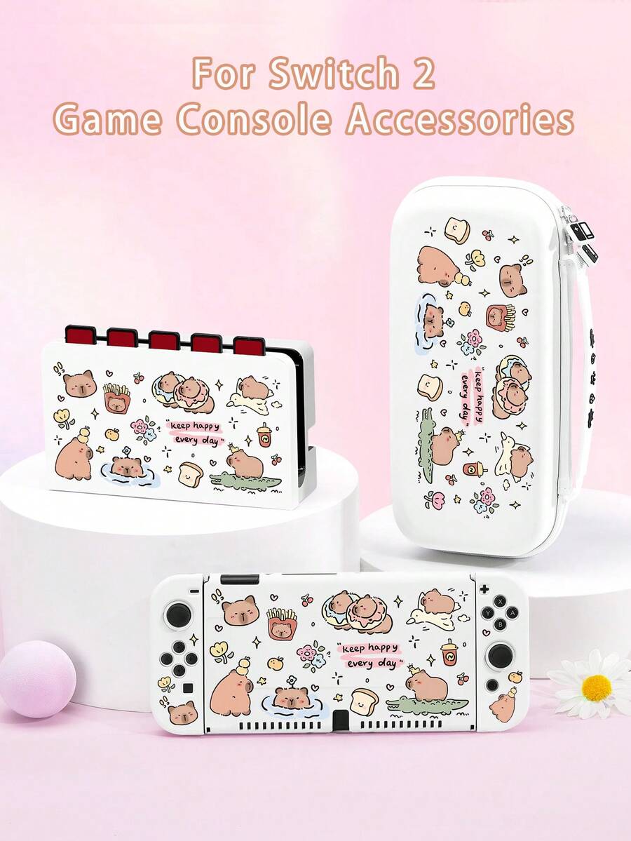 Cartoon Animal Print Protective Case, Compatible With Switch/Switch 2 Game Console Accessories, Fits New Switch 2 (2025)/Switch OLED/Switch NS/Switch Lite Game Consoles, Storage Bag, Card Slot Dock, Game Console Protective Case/Cover, Soft Skin-Friendly, Protect Your Beloved Device, Best Gift Compatible With Switch Players - Multicolor - View 1