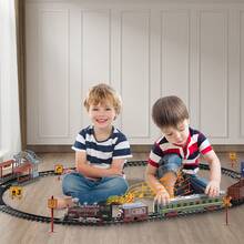 Electric Train Sets For Boys Girls Metal Alloy Christmas Trains Toys Steam Locomotive, Passenger Carriages, Tracks, Light & Sounds Rechargeable Birthday Gifts For Kids 3 4 5 6 7 8 + Years Old - Multicolor - View 4