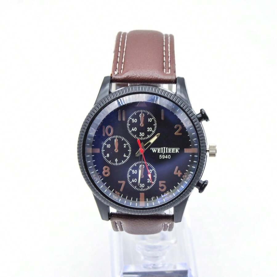 Reloj Deportivo para Hombre con Cronógrafo Analógico Diseño Moderno Elegante Correa de Silicona Bicolor Estilo Ejecutivo y Casual Resistente Uso Diario y Oficina HYF-A222 - /*Cafetería - Ver 1