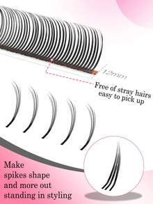 CoMango 12 Rows D-Curl Finely Curled 3D/5D/6D Fairy Eyelash Extension Set, Moisture-Resistant Eyelash Clusters, Pre-Fanned Faux Mink 5D Floral Lashes, Makeup Supplies - D - View 5