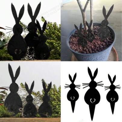 3 chiếc cọc trang trí sân vườn hình thỏ dễ thương bằng acrylic, đồ trang trí sân vườn ngoài trời, cọc trang trí chủ đề động vật, thích hợp cho trang trí sân vườn ngoài trời.