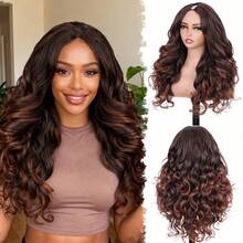 24 Inch Synthetic Curly V-Part Wig With Clips, Heat Resistant Synthetic Hair, Suitable For Women - Multicolor - View 2