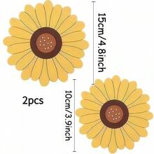 2pcs/Set Sunflower Placemat Set, Heat Resistant Mat, Kitchen & Dining Table Coaster, Home Heat Insulation Pad And Pot Holder - View 2