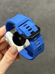 Sports Silicone Watch Band For Apple Watch Series 10/9/8/7/6/5/4/3/2/1 SE Ultra 2/1 – Breathable Unisex Watch Strap, Summer-Friendly Replacement Watch Accessories - Blue - View 2