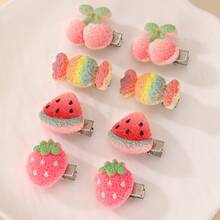 8件套女孩彩色水果西瓜发夹配饰套装，适合日常装饰 - 彩色 - 查看 1