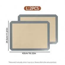 1/2/3片装可重复使用烘焙垫，不粘硅胶内衬，耐热烘焙垫，适用于烤箱，可用于烘焙饼干、马卡龙、面包、蛋糕、披萨、鸡翅、烤肉等。尺寸分别为42厘米（16.53英寸）*29.5厘米（11.61英寸）和30厘米（11.81英寸）*21厘米（8.26英寸）。是婚礼、周年纪念、母亲节礼物、烹饪派对、厨房派对、家庭聚会、甜点派对的理想之选。 - - - 查看 13