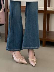 Giày sandal cao gót nơ màu sâm panh, giày cao gót mũi kín mùa hè dành cho nữ, giày dự tiệc, cưới, phù dâu gợi cảm. - Rượu sâm banh - Xem 4