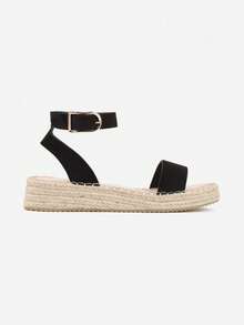 Soft Espadrille Sandals Women Summer Beach Casual - Black - View 3