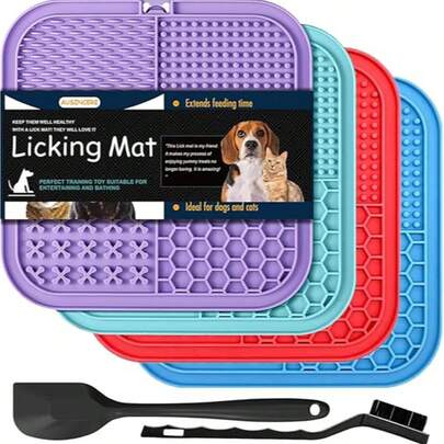 1 tấm thảm liếm cho thú cưng, phù hợp cho mèo và chó, kích thước 7.9 inch, có giác hút, bát ăn chậm, thích hợp cho việc huấn luyện, tắm rửa và chải chuốt, bộ 3 tấm lớn.