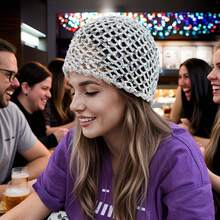 1pc Women's Fashion Hollow Crochet Sequin Beanie, Suitable For Daily Wear, Spring And Autumn Outings - Straight Pullover Hat - View 5