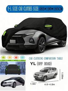 Bạt phủ xe SUV, bạt phủ xe ngoài trời chống thấm nước, bảo vệ toàn diện khỏi nắng, sương giá và tuyết, phù hợp cho xe SUV và các loại xe ngoài trời, bảo vệ khỏi tuyết, mưa, tia UV và bụi bẩn - Bạt phủ toàn bộ ngoại thất xe cao cấp với dải phản quang và dây đai chống gió, bạt phủ xe bằng vải polyester tráng phủ 190T màu đen, chống thấm nước, chống nắng, với dải phản quang bằng polyester, bạt phủ toàn bộ ngoại thất xe dày dặn, chống thấm nước. - màu đen - Xem 18