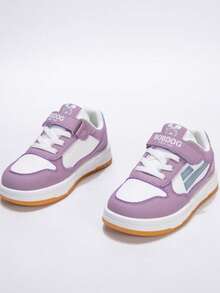 1 Pair 2026 New Children's Hook And Loop Sneakers, Casual Kids Shoes With Both Fashionable Design And Practicality - Pink and Purple - View 2
