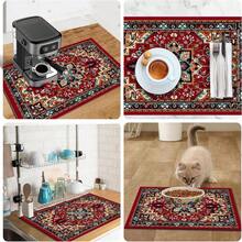 1pc Classic Persian Carpet Pattern Absorbent Drying Mat, Red And Blue-Green, Suitable For Dining Table, Coffee Machine, Multi-Purpose Drainage Pad, Home Gift, Desktop Decor - XYLSD-93 - View 11
