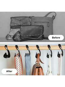 10 piezas/5 piezas/3 piezas Ganchos colgantes con forma de arco, estante para colgar bolsos, armario, almacenamiento, mochila, bolso, cartera, percha de plástico - Negro - Ver 2