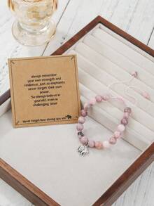 1 chiếc vòng tay đính đá tự nhiên hình ngựa vằn màu hồng kèm thẻ da cùng màu, có mặt dây chuyền hình khủng long, rùa, bướm, voi, thích hợp làm quà tặng cho bạn thân, gia đình, người yêu hoặc đeo hàng ngày. - Nhiều màu - Xem 7