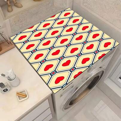 1 pieza Almohadilla de gel de sílice para lavadora y secadora, Cubierta antipolvo para lavadora, Accesorio de cocina, Antideslizante, Apto para lavandería, baño, decoración del hogar y decoración de habitaciones, Disponible en múltiples estilos