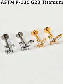1PC Khuyên tai hình bướm G23 bằng titan, khuyên môi có ren trong, khuyên tai sụn tai, khuyên tai sụn vành tai, khuyên tai phẳng, khuyên tai đá opal và đá cubic zirconia, khuyên tai hình bầu dục, khuyên tai Monroe, khuyên tai vành tai, khuyên tai sáng bóng dành cho nữ - 1 khuyên môi hình bướm bằng titan - Xem 7