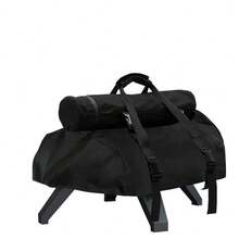 Pizza Oven Cover, 420D Silver-Coated, Removable Chimney Pouch, Portable Dust Cover With Handles, Black - View 4