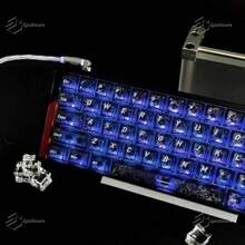 130+ 枚黑色雕刻碳纤维纹理键帽，Cherry 原厂高度，半透明雕刻，兼容 Wooting 磁吸轴及其他机械键盘，键帽套装，游戏键帽，PBT 键帽，定制键帽，替换键帽，背光键帽，可爱键帽，键盘配件 - 查看 7