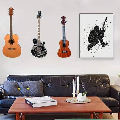 1 Pc Guitar Wall Mount With Adjustable Hooks, Universal Design, Suitable For Guitar, Ukulele, Bass, Erhu And Other Instruments.