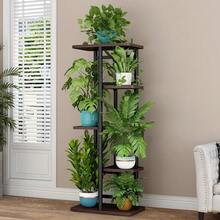 Multi-Tier Indoor Plant Shelf Rack – Sturdy Wood & Metal Construction – Space-Saving Design For Balcony, Garden, Corner – Decorative Stand For Multiple Pots - 5-layer 6-pot [Black Oak] - View 4