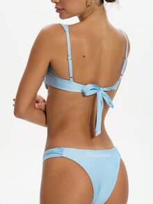 Women's 2 Piece Bikini Set Solid Color Sleeveless Bra And Low Waist Briefs Fashion Bathing Suit - 藍色 - 查看 9