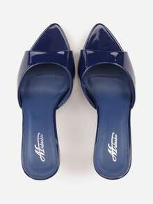 Sandalias de tacón con punta afilada para mujer - Sandalias suaves y elegantes para eventos/fiestas de verano - Azul Marino - Ver 6