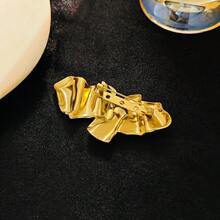 1pc Thick Jewelry French Brooch Design, Niche, Luxury, Stainless Steel, Asymmetrical Pleated, Star Style, Suitable For Coat, Sweater, Corsage Pin - Multicolor - View 7