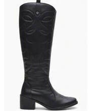 Women's Off-White Knee-High Boots, Rodeo Style, Boots With Embroidery, Casual Style - 黑色 - 查看 12
