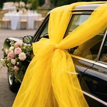 1pc 393 Inch Yellow Sheer Voile Curtain Fabric, Long Solid Color Sheer Curtain, Multipurpose Party Backdrop, Suitable For Wedding Arch, Home Decor, Wedding Arch Backdrop, Baby Shower Decor, Purple Arch Fabric, Home Decor, Birthday Wedding Party - View 3