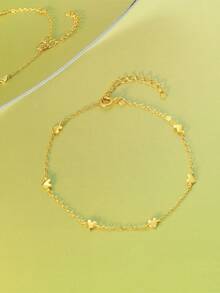 1 chiếc vòng tay hình trái tim mạ vàng 18K, bạc 925 cao cấp, có thể xếp chồng lên nhau, ít gây dị ứng, thích hợp cho nữ và bé gái đeo hàng ngày, quà tặng Ngày của Mẹ, quà cưới. - Vàng - Xem 3