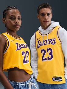 洛杉矶湖人队 Icon Edition Nike Dri-FIT NBA 男款摇摆人球衣 - 黃色 - 查看 3