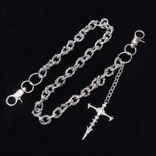 1 chiếc dây đeo eo hình đầu lâu thời trang, dây đeo eo kim loại phong cách punk với mặt dây chuyền hình thánh giá, dây đeo eo gai nhọn cá nhân hóa, phù hợp để đeo hàng ngày. - Dây xích quần họa tiết đầu lâu chữ K màu trắng - Xem 8