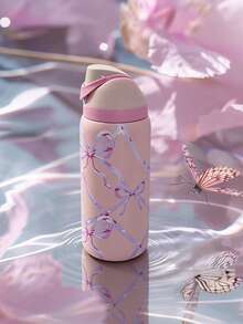OwaIa(Sugar Fairy)Outdoor Sports Bottle,32oz/945ml Double Wall Vacuum Insulated Outdoor Cycling Water Bottle,Stainless Steel Heat Resistant Ice Water Cup With Straw,Can Keep Hot Or Cold Drinks Hot For 8-12 Hours,100% Leak Proof Outdoor Hiking Water Bottle,One Hand Press Open Lid,Capable Of Holding Frozen Beverages.Exquisite Appearance,Meticulous Workmanship,Suitable For Outdoor Camping,Mountaineering,Gym,Cycling And Travel - 粉紅色蝴蝶 - 查看 3