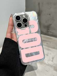 Pink "God" Slogan Graphic Print IMD Feather Yarn Pattern Shockproof Phone Case Compatible With IPhone 13/11/17/17pro/16/14/15/15pro/15 Plus/15 Promax/7plus/8plus/X/Xs Max/Xr/11pro/12pro/13pro/14pro/12mini/13mini/11promax/12promax/13promax/14promax/14plus/17pro Max/17Air/6/6s Plus/7/8/16Pro/16plus/16promax/Se2/17promax And Galaxy/A54/A14/A12/A13/A15/A32/A33/A24/A52S/S20/S21/S22/S23/S24/S23Plus/S24ultra/S25/A15/A33/A23 - Multicolor - View 2
