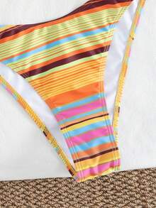 Bộ đồ bơi 2 mảnh gợi cảm và thời trang tối giản, năng động, quyến rũ dành cho nữ, thích hợp cho kỳ nghỉ, du lịch biển, tiệc tùng, họa tiết sọc toàn thân với dây buộc cổ có thể tháo rời, hàng mới về mùa xuân/hè. - Nhiều màu - Xem 5