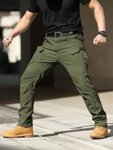 Men's Tactical Pants With Multiple Pockets, Multi-Pocket Design For Hiking & Outdoor Adventures, Camping Gear - 綠色 - 查看 8