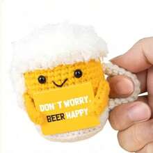 1pc Handmade Crocheted Beer Mug Doll, Cute Handmade Crocheted Potato Buddy Toy, Comes With Front Card, Suitable For Best Friends, Birthday, Ladies And Autumn Teachers (Beer) - Multicolor - View 3