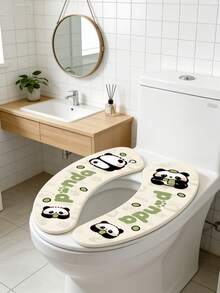 Washable Thick Toilet Seat Cover Set - Soft Plush Toilet Lid Cover, Non-Slip Ring Suitable For Standard Toilet, All Season Bathroom Mat (Fits On Toilet Rim) - Multicolor - View 4