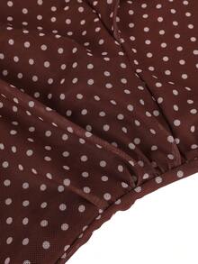 Đầm ngắn gợi cảm thời trang mùa hè in chấm bi hở lưng dây buộc dành cho nữ - màu nâu - Xem 10