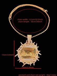 1 mặt dây chuyền hình Bữa Tiệc Ly Cuối Cùng kèm 1 dây chuyền Cuban đính đá, mặt dây chuyền phong cách Hip Hop Punk dành cho nam, trang sức retro thời trang, phù hợp đeo hàng ngày, 2 lựa chọn dây chuyền. - Vàng - Xem 8